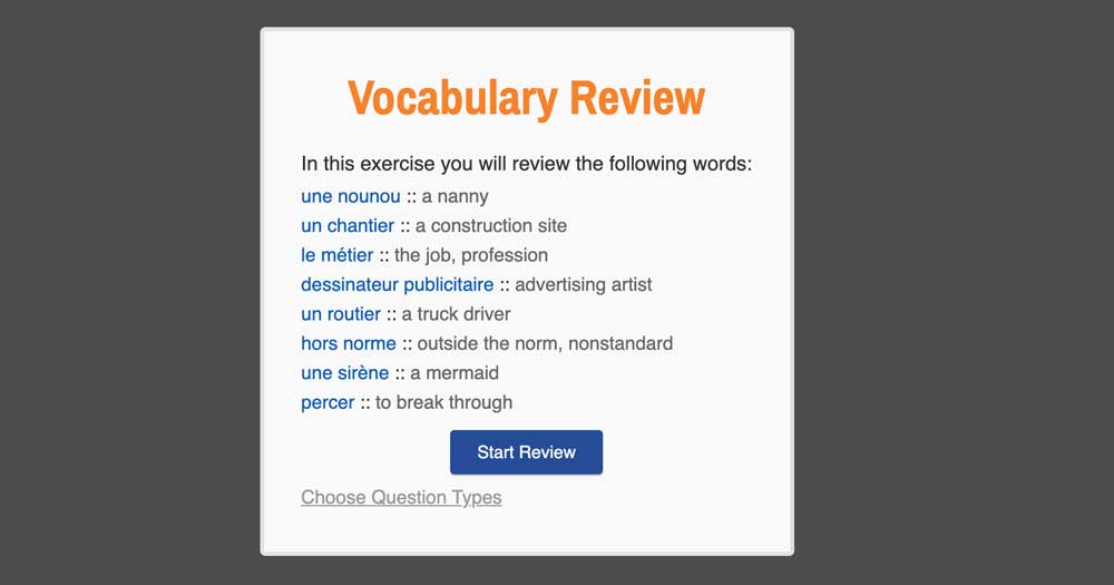intermediate french lessons - vocabulary review